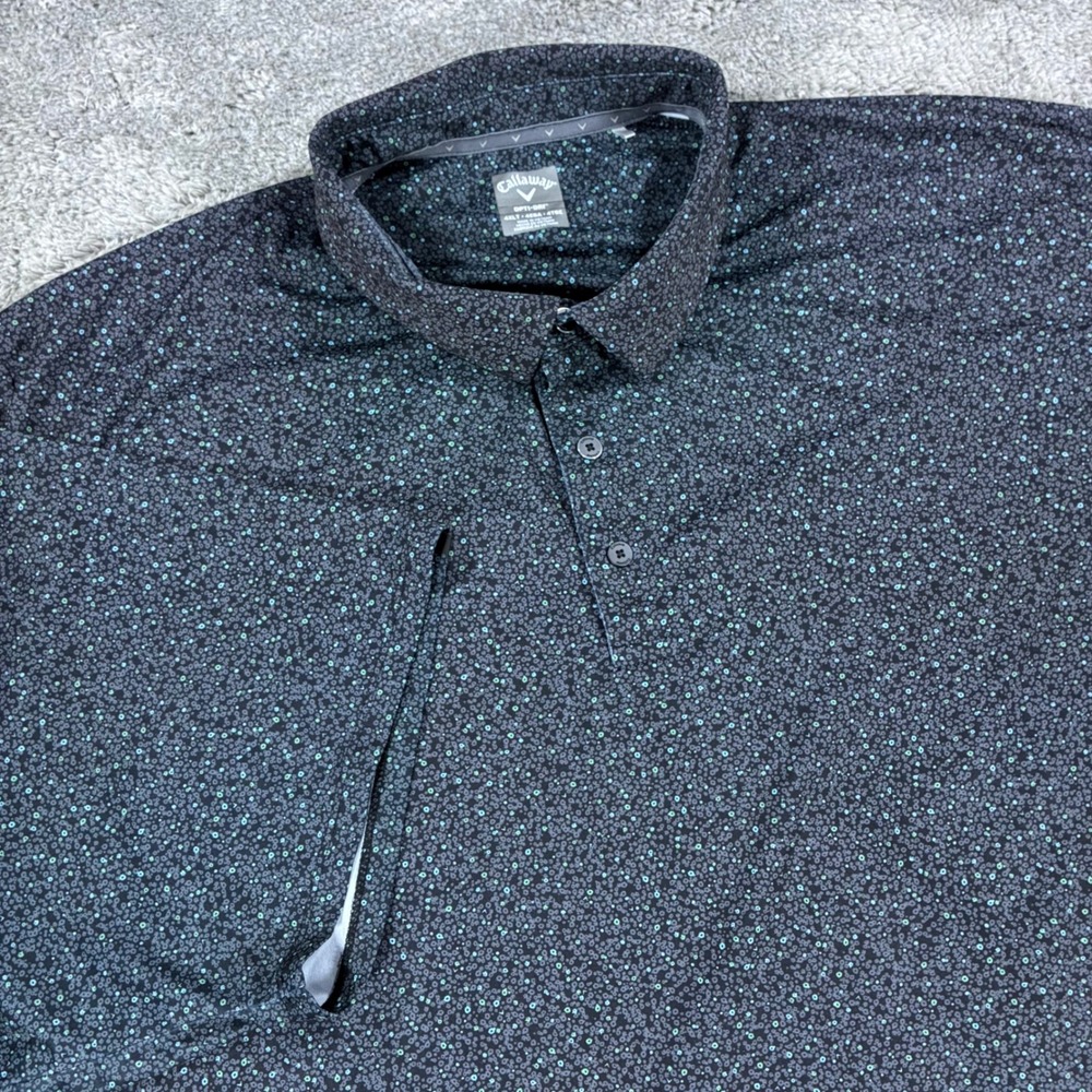 Callaway Opti-Dri Golf Polo Mens 4XLT Big Tall Black Floral Swing Tech Stretch